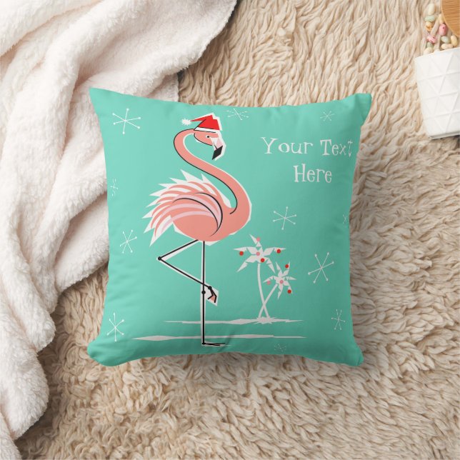 Weihnachts Flamingo Textwerfer Kissen (Decke)