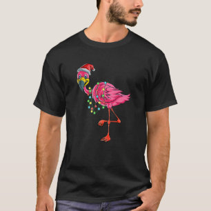 Weihnachts Flamingo Weihnachtsmannmütze Kostüm Fun T-Shirt