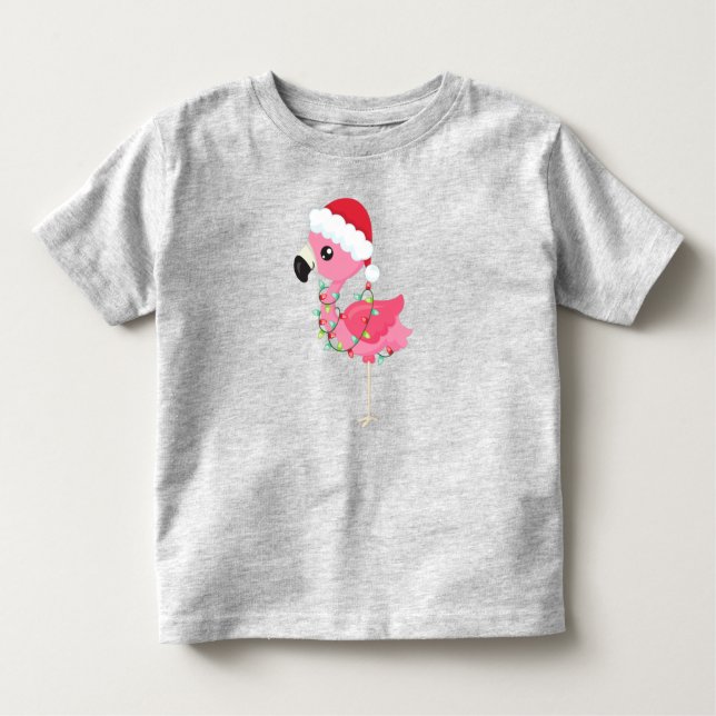 Weihnachts-Flamingo, Weihnachtsmannmütze, Weihnach Kleinkind T-shirt (Vorderseite)