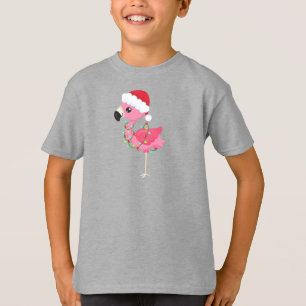 Weihnachts-Flamingo, Weihnachtsmannmütze, Weihnach T-Shirt