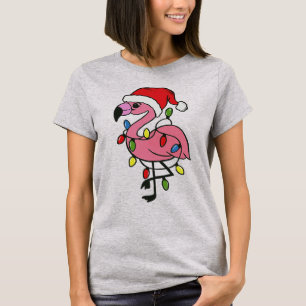 Weihnachts-Flamingo-Xmas-Lichter Lustiges Frauen-G T-Shirt