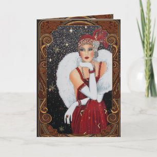 Weihnachts-Flapper-Girl Sternenklare Nacht Feiertagskarte