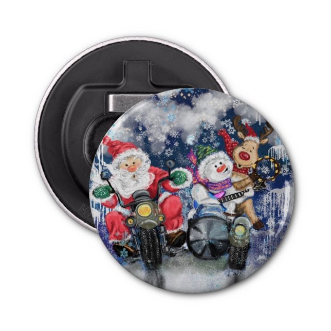 Weihnachts-Flaschenöffner mit glücklichen Freunden Flaschenöffner (Vorderseite)