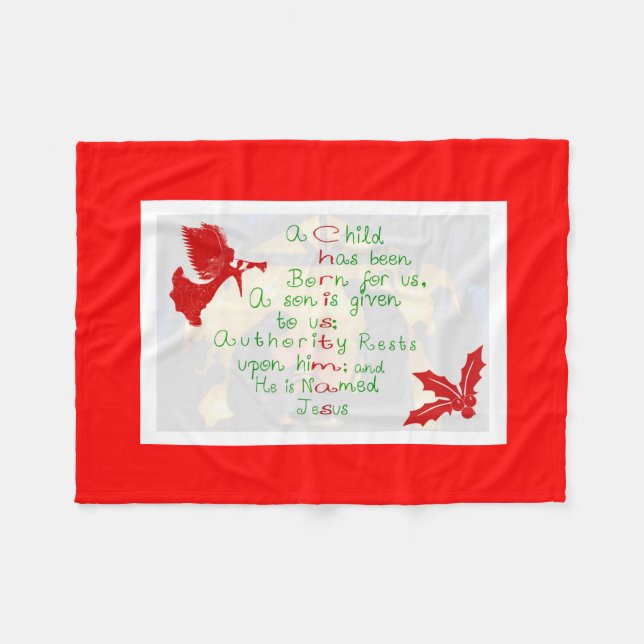 Weihnachts Fleece Blanket/A Child ist Geboren (Vorderseite (Horizontal))