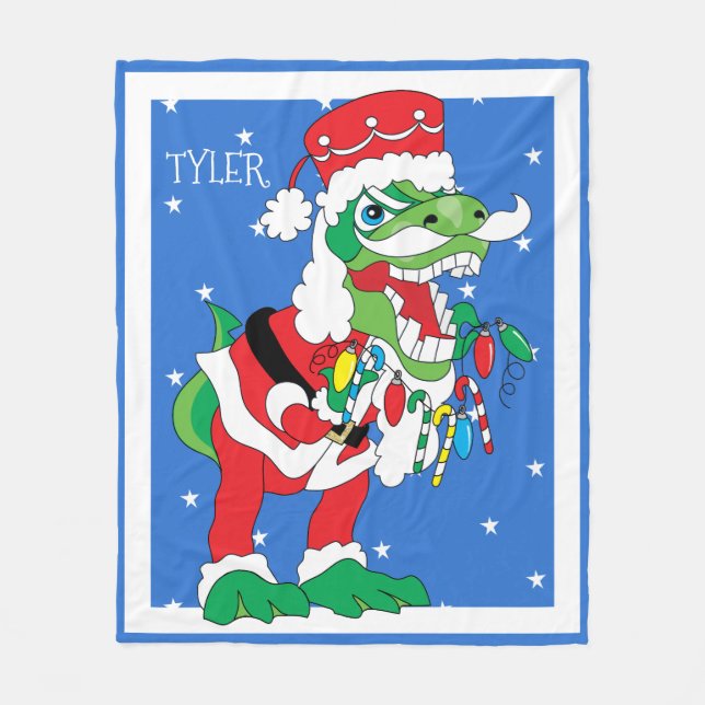 Weihnachts-Fleece Blanket/Mittel TySantaSaurus Rex Fleecedecke (Vorderseite)
