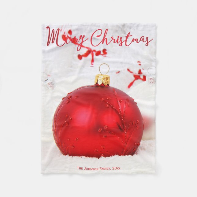 Weihnachts Fleece Blankets Rotes Dekor Foto (Vorderseite)