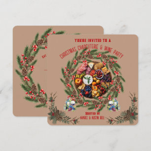 Weihnachts-Fleischwaren- und Weinparty-Einladung Feiertagskarte