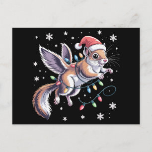 Weihnachts-Fliegendes Eichhörnchen-Santa-Hut-Licht Feiertagspostkarte