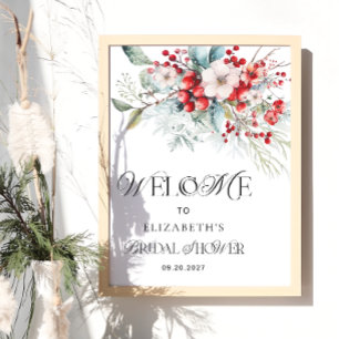 Weihnachts-Flora Elegantes Brautparty Willkommen Poster