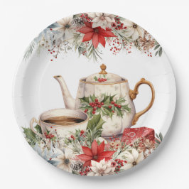 Weihnachts-Flora-Tee-Feier Pappteller