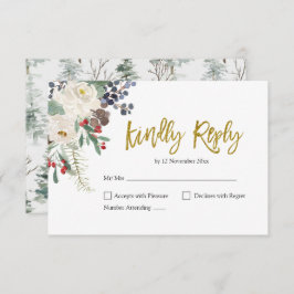 Weihnachts-Floral Romantische Hochzeit RSVP-Karte RSVP Karte