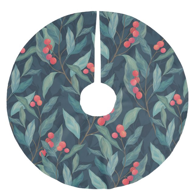 Weihnachts florale Brushed Polyester Tree Skirt Weihnachtsbaumdecke (Vorderseite)