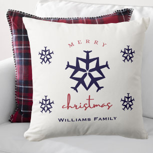 Weihnachts-Flugzeug-Schneeflocke-Aviation-Familien Kissen
