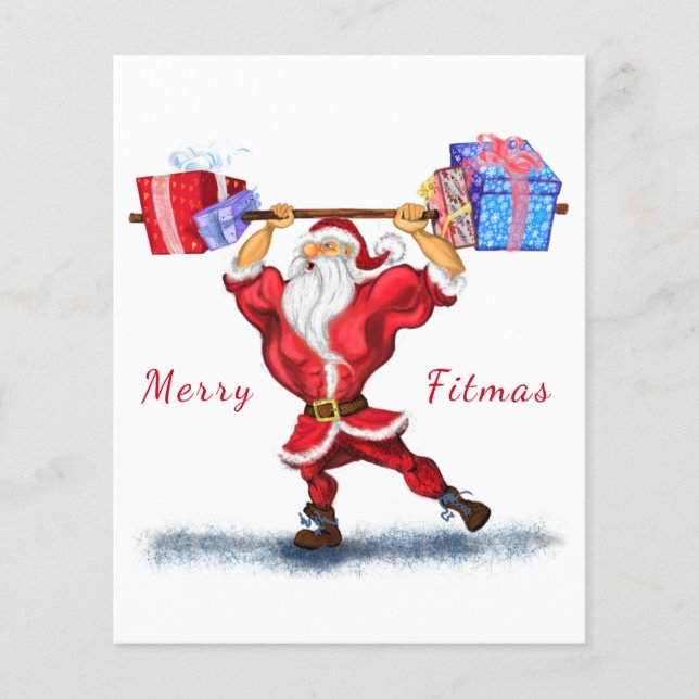 Weihnachts-Flyer Bodybuilder Santa mit Geschenkspa Flyer (Vorne)