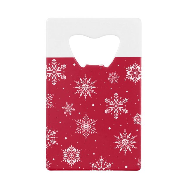 Weihnachts-Folk-Schneeflocken Rot Geldbeutel Flaschenöffner (Vorderseite)