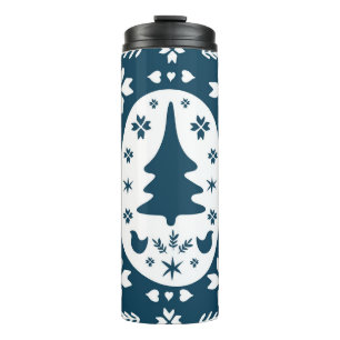 Weihnachts-Folkkunst: Skandinavier Doodle. Thermosbecher