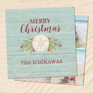 Weihnachts-Foto an der Küste Feiertagskarte