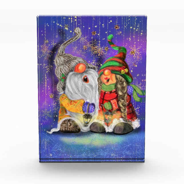 Weihnachts Foto Block Couple Gnomes singen (Vorderseite)