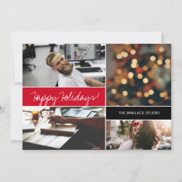 Weihnachts-Foto Collage Red Happy Holidays Company Karte