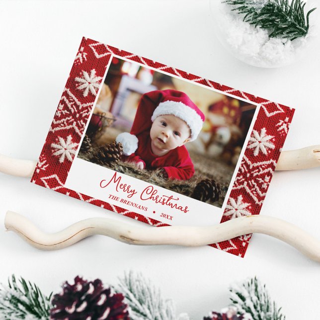 Weihnachts-Foto Elegant Feiertagspostkarte (Christmas Family Photo Elegant Holiday Postcard)