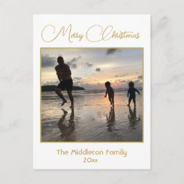 Weihnachts-Foto Elegante Gold Postkarte