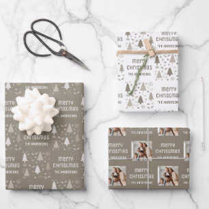 Weihnachts-Foto Familienname Geschenkpapier Set