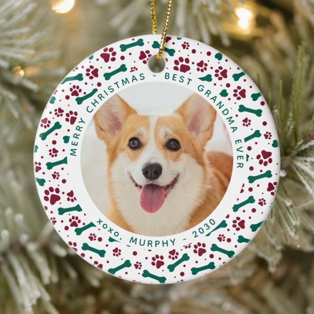 Weihnachts-Foto für Haustiere Festdrucke Hund Keramik Ornament (Von Creator hochgeladen)