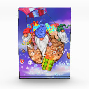 Weihnachts-Foto Gnomes Flying gibt Geschenke Fotoblock