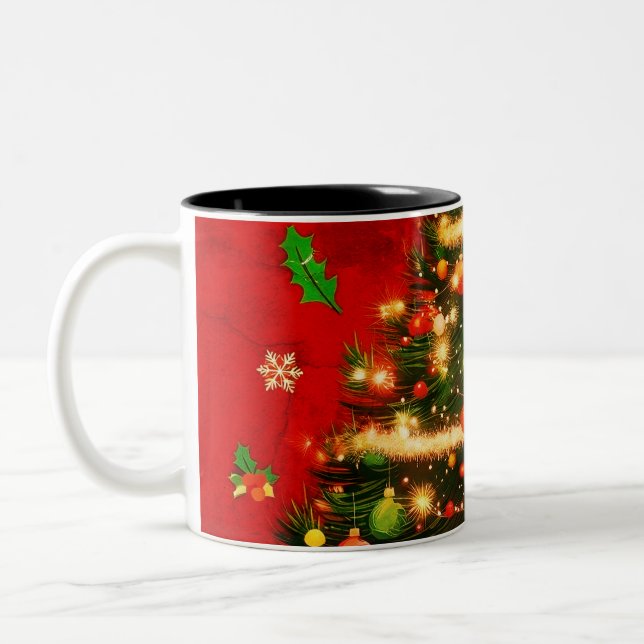 Weihnachts-Foto-Kaffee-Tasse Zweifarbige Tasse (Links)
