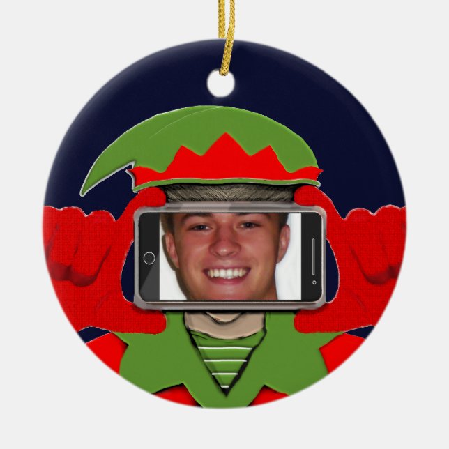 Weihnachts-Foto Keramik Ornament (Vorne)