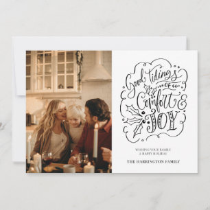 Weihnachts-Foto Komfort und Freude Typografie Feiertagskarte