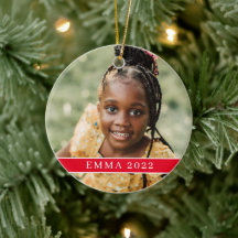 Weihnachts-Foto Moderne Minimal Red Stripe Keramik