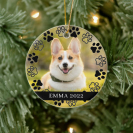 Weihnachts-Foto Moderner Minimaler Schwarzer Strei Keramik Ornament