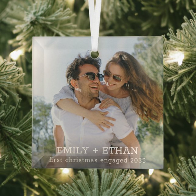 Weihnachts-Foto | Modernes Minimal an kundenspezif Ornament Aus Glas (Insitu)