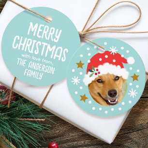 Weihnachts-Foto Name Funny Santa Blue Geschenk Geschenkanhänger