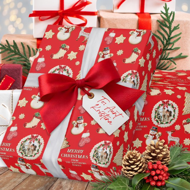 Weihnachts-Foto & Name-Keks Geschenkpapier (Von Creator hochgeladen)