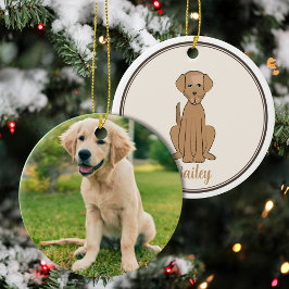 Weihnachts-Foto Niedlich Welpen-Hund Labrador Keramik Ornament
