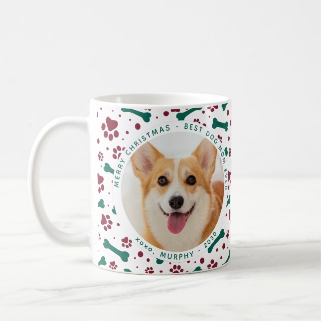 Weihnachts-Foto-Paw-Prints Hunde-Mama Kaffeetasse (Links)
