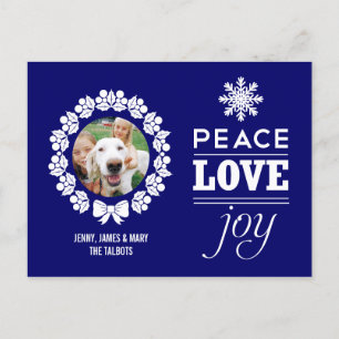 Weihnachts Foto Postcard - Frieden, Liebe und Freu Feiertagspostkarte