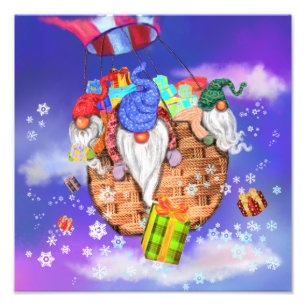 Weihnachts Foto Print Flying Gnomes gibt Geschenke
