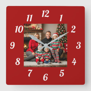 Weihnachts-Foto Quadratische Wanduhr