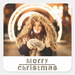 Weihnachts-Foto Quadratischer Aufkleber