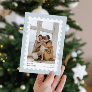 Weihnachts-Foto Rahmen mit Postage-Design Feiertagskarte