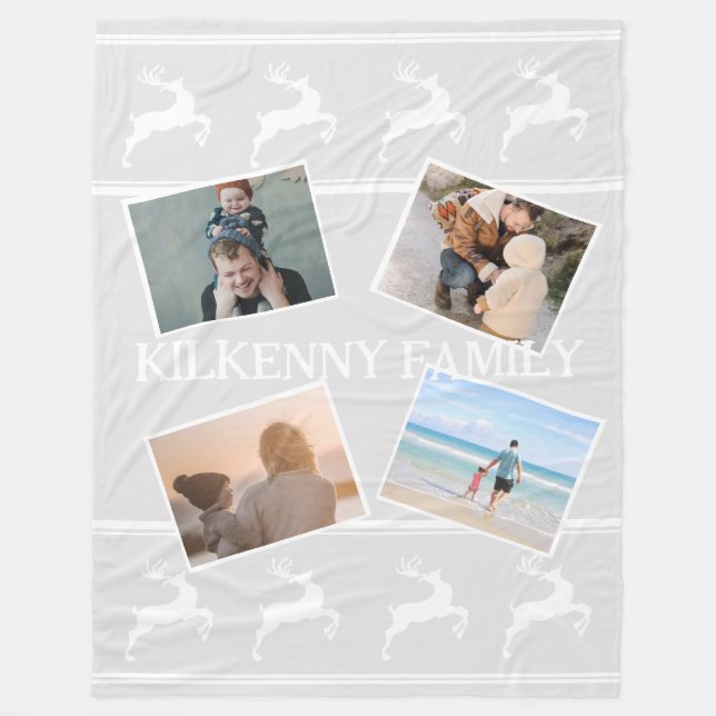 Weihnachts-Foto Rentiere grau Fleecedecke (Vorderseite)