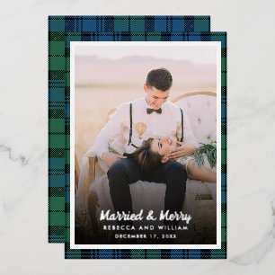 Weihnachts-Foto Rustikal Kariert Campbell Tartan Folien Feiertagskarte