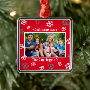 Weihnachts-Foto Schneeflocken Name Datum Custom Me Ornament Aus Metall