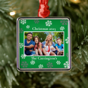 Weihnachts-Foto Schneeflocken Name Datum Custom Me Ornament Aus Metall