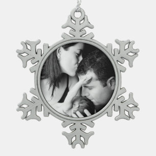 Weihnachts-Foto Schneeflocken Zinn-Ornament