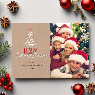 Weihnachts-Foto-Script-Schrift Elegant Minimalisti Feiertagskarte
