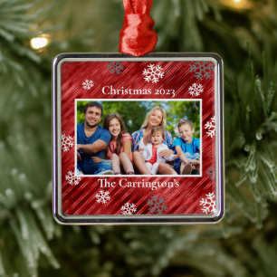 Weihnachts-Foto Snowflakes Rotes Metal Orna Ornament Aus Metall